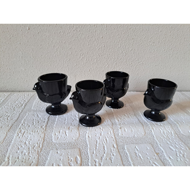 4 kip eierdopjes, glas D5x7cm