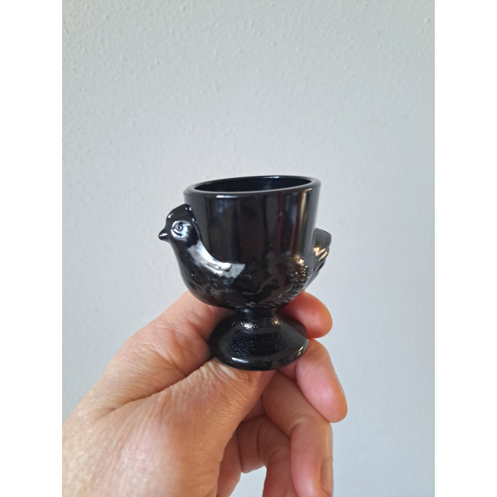 4 kip eierdopjes, glas D5x7cm - dierfiguren