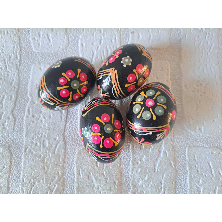Set 4 Handgeschilderde Oekr. Paaseieren H5cm
