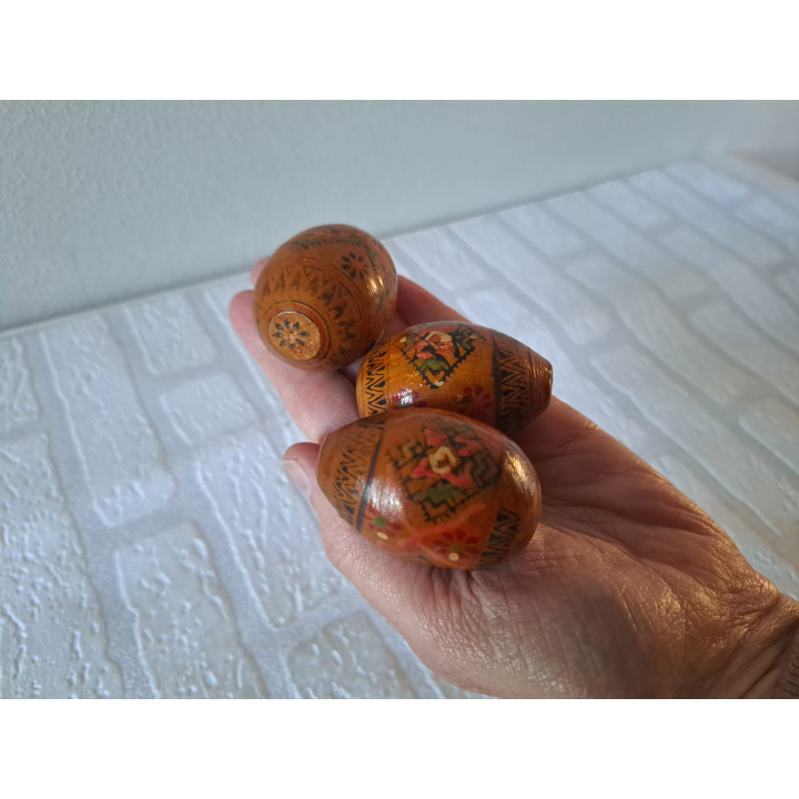 Set handgeschilderde Oekraïense paaseieren, hout H5cm (c)