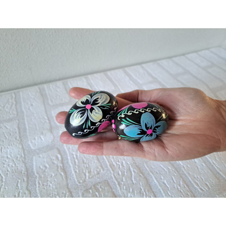 Set handgeschilderde Oekraïense paaseieren, hout H5cm (e)