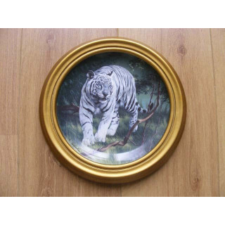Sneeuwpanter Silent Approach porselein wandbord D27.5cm