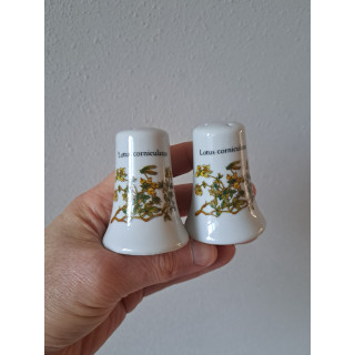 Lotus Corniculatus peper en zoutstel, porselein D7xH7cm