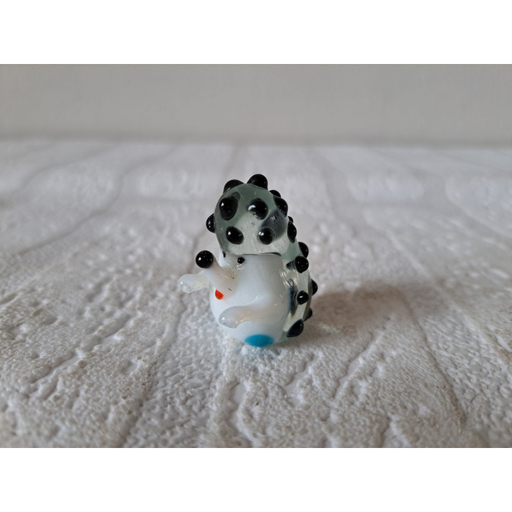 Black-White Hedgehog Glass Figurine Mini 2.5x2.5x3cm