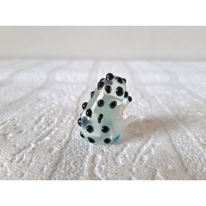 Black-White Hedgehog Glass Figurine Mini 2.5x2.5x3cm