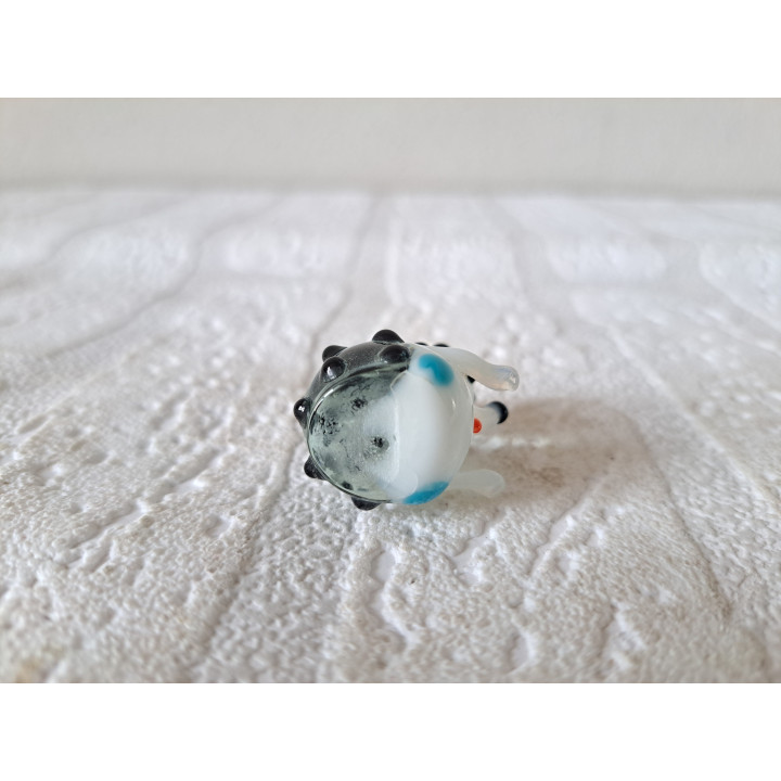 Black-White Hedgehog Glass Figurine Mini 2.5x2.5x3cm