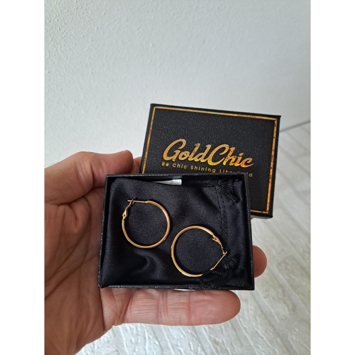 GoldChic hoepeloorbellen, goudkleurig, Stainless Steel D3cm