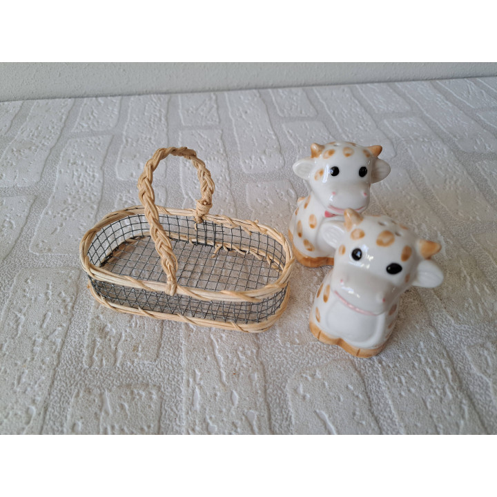 Giraffen in mand peper en zoutstel, porselein 12x6x9cm - peper en zoutstellen