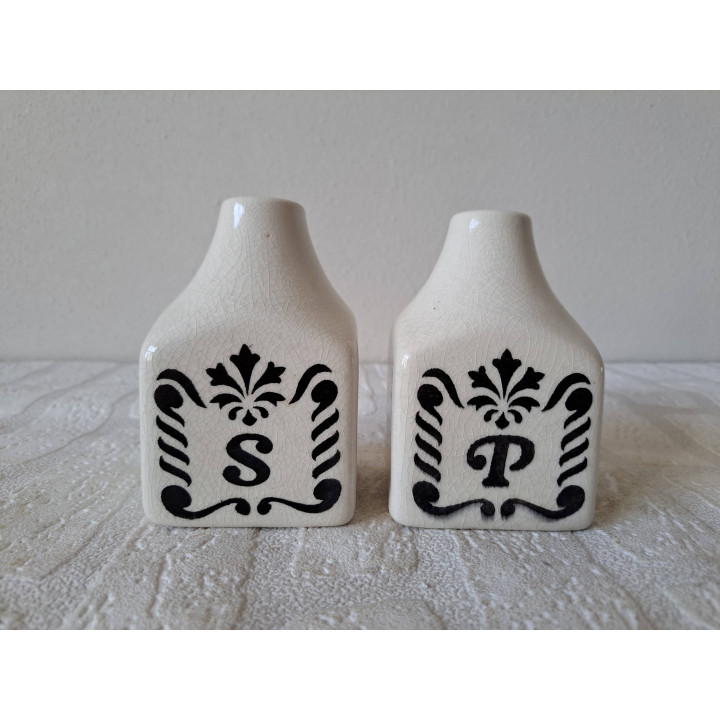 Peper en zoutstel met krakelee, porselein 7x7xx11cm - peper en zoutstellen