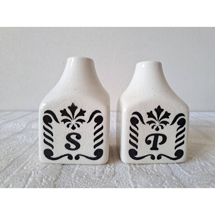 Peper en zoutstel met krakelee, porselein 7x7xx11cm - peper en zoutstellen