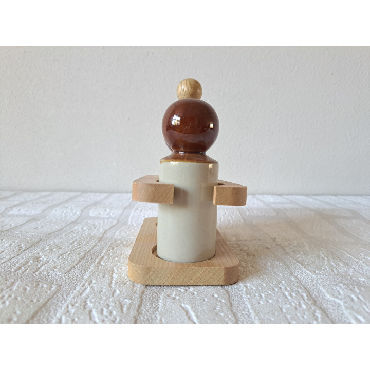 Peper en zoutstel, porselein - hout 14x7.5x15cm - dierfiguren