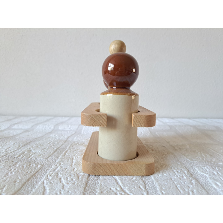 Peper en zoutstel, porselein - hout 14x7.5x15cm - dierfiguren