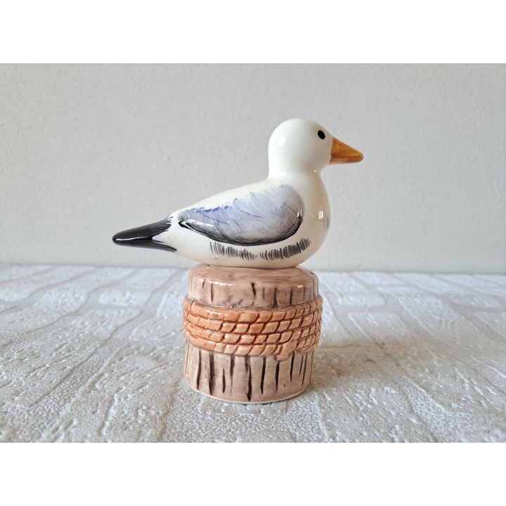 Meeuw op paal Peper en zoutstel, porselein 12x7x13cm - dierfiguren