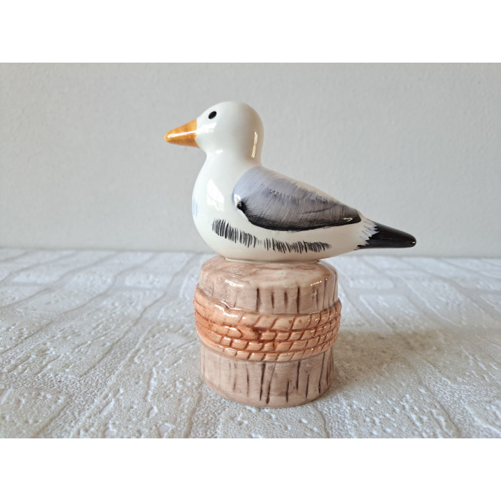 Meeuw op paal Peper en zoutstel, porselein 12x7x13cm - dierfiguren