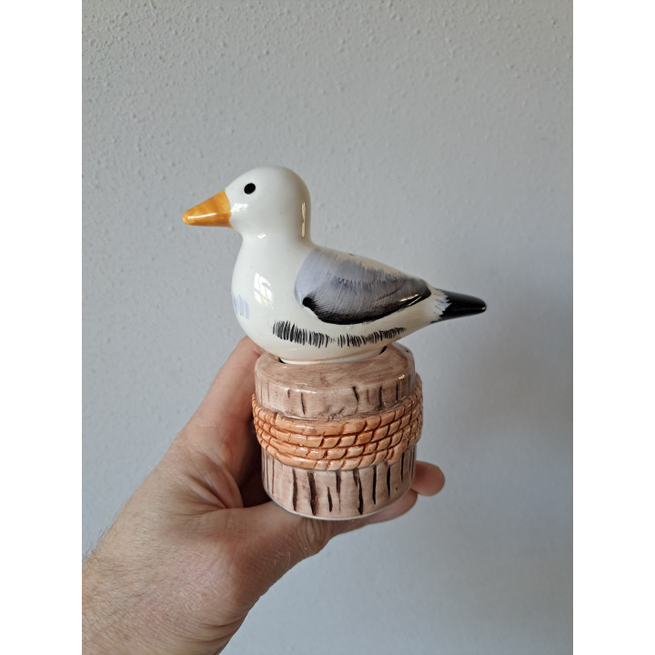 Meeuw op paal Peper en zoutstel, porselein 12x7x13cm