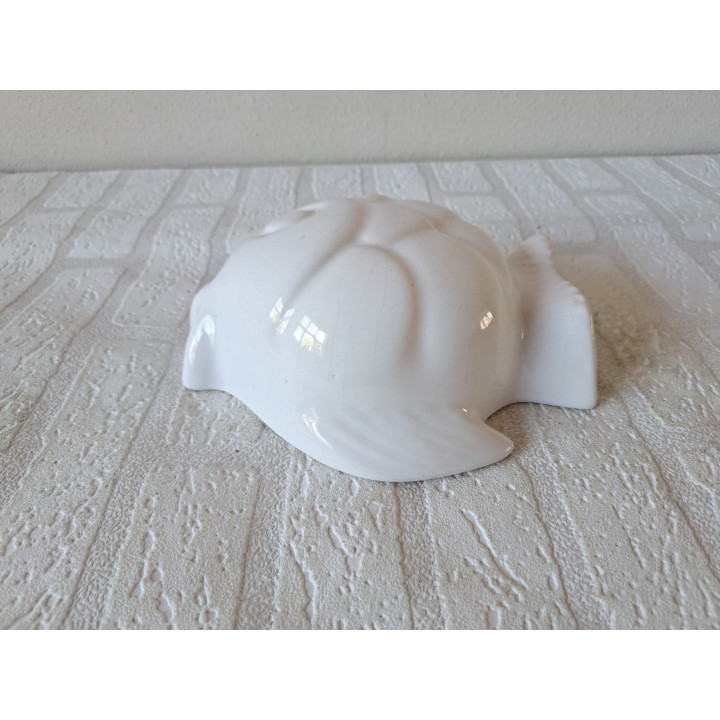 Vis Puddingvorm met krakelee, porselein 18.5x17x8cm- Verzamelobjecten