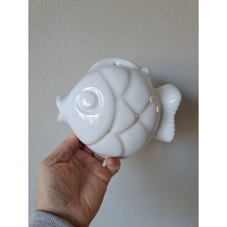 Vis Puddingvorm met krakelee, porselein 18.5x17x8cm
