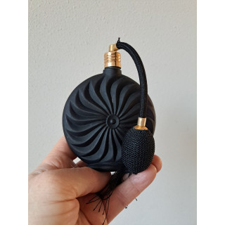 Parfumfles met verstuiver jaren 70, glas 10x6x14cm