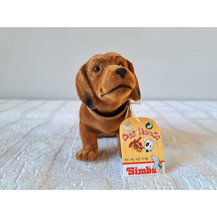 Knikkende teckel van flock, Simba, kunststof 18x6.5x10cm - honden