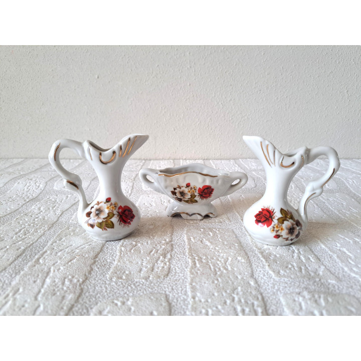 Melkkannetje - suikerpotje, Le Cottage Rose set, porselein - porselein