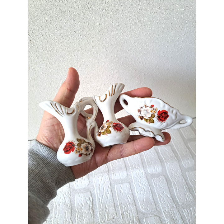 Melkkannetje - suikerpotje, Le Cottage Rose set, porselein