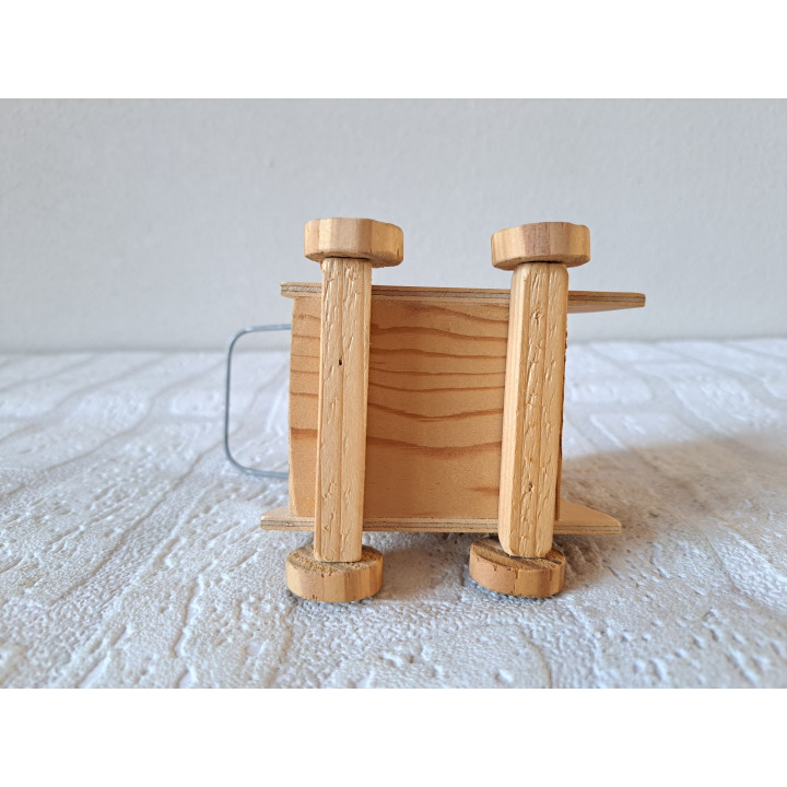 Poppenwagen, hout - metaal 12x9x11cm - poppen