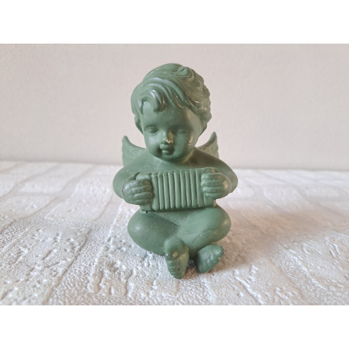 Egel met accordeon, porselein 8x10x10.5cm - engelen