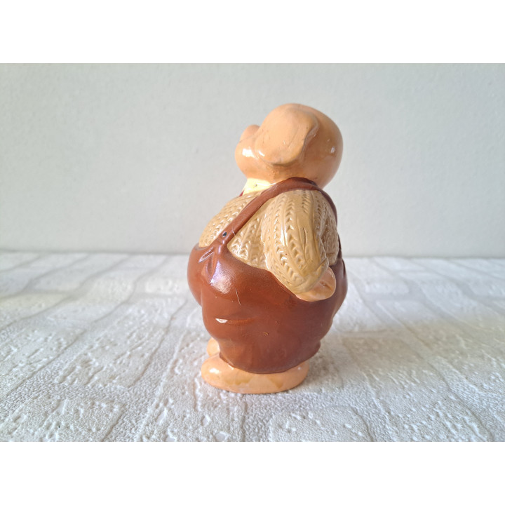 Varken met tuinbroek en trui spaarpot, aardewerk 10x9x14cm, spaarpotten