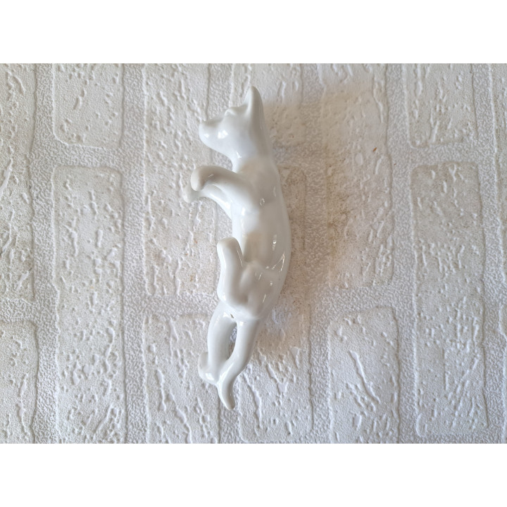 Poes die je kunt ophangen aan een pot, porselein 6x4.5x17cm - dierfiguren