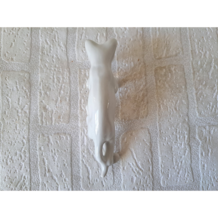 Poes die je kunt ophangen aan een pot, porselein 6x4.5x17cm - dierfiguren