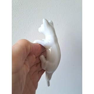 Poes die je kunt ophangen aan een pot, porselein 6x4.5x17cm