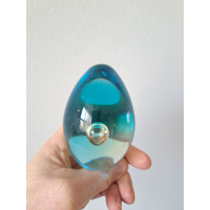 Presse-papier druppel van massief glas, D7xH10cm (a3)