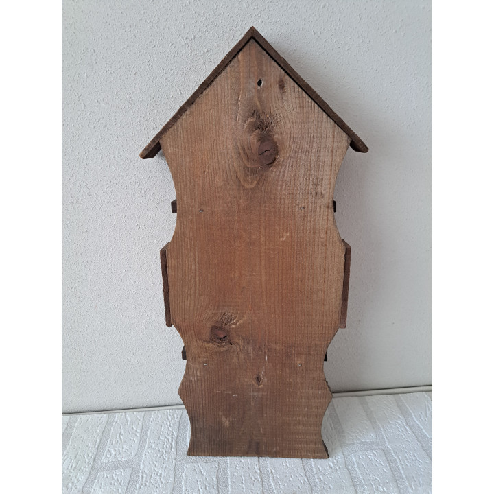 Lepelrek met 6 tinnen lepels, jaren 50-60, 22.5x48.5x4.5cm - beeldjes