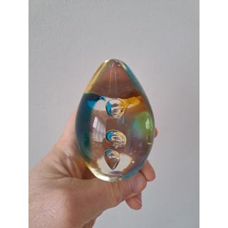 Presse-papier druppel van massief glas, D7xH10cm (a6)