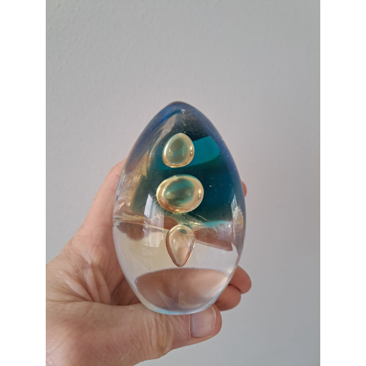 Presse-papier druppel van massief glas, D7xH10cm (a7)