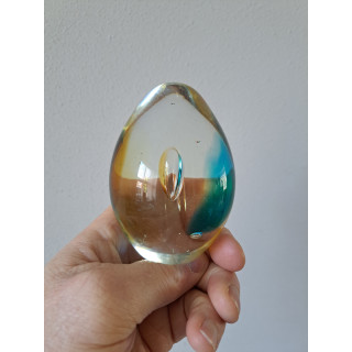 Presse-papier druppel van massief glas, D7xH10cm (a9)