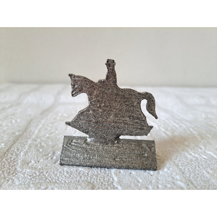 Ruiter op paard, metaal 5.5x2x6cm - paarden