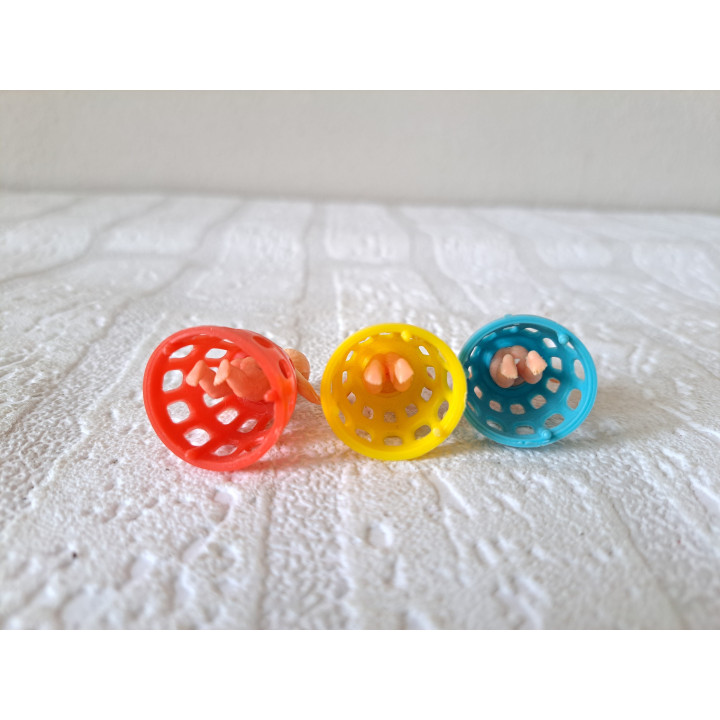 3x baby in loopfiets, jaren 80, kunststof D2xH4cm - poppenhuis