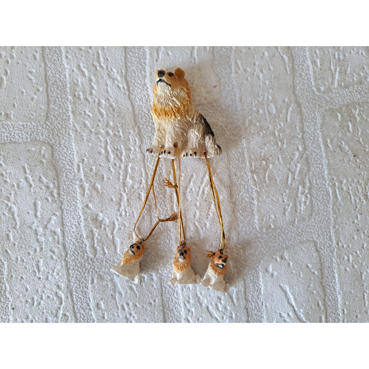 Collie met puppies, keukenmagneet, kunsthars 4.5x2x14cm - honden