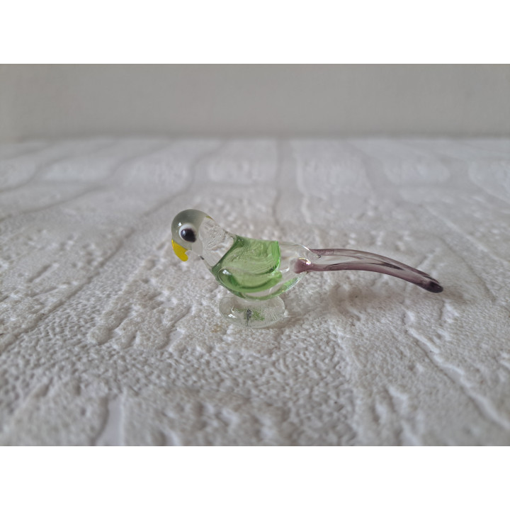 3 stuks Papegaaien van glas, 6x1.5x2cm - papegaaien
