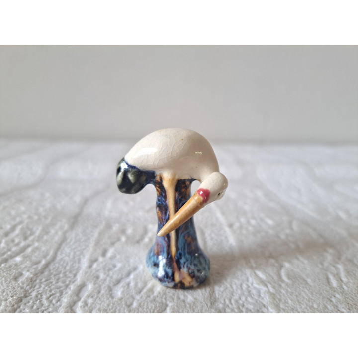 Ooievaar van aardewerk, 3x2.5x4.5cm - vogels