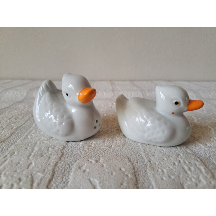 Eenden peper en zoutstel, porselein 7.5x5.5x6cm - peper en zoutstellen