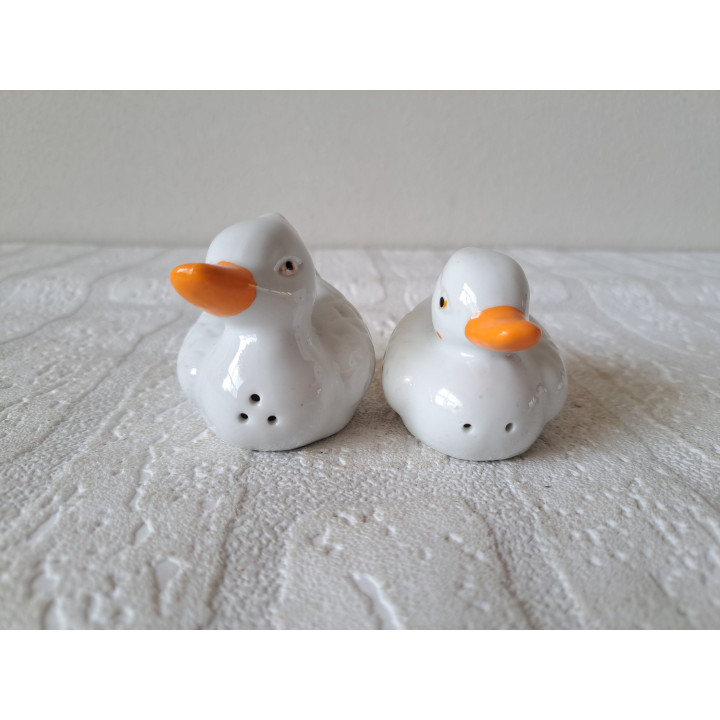 Eenden peper en zoutstel, porselein 7.5x5.5x6cm - peper en zoutstellen