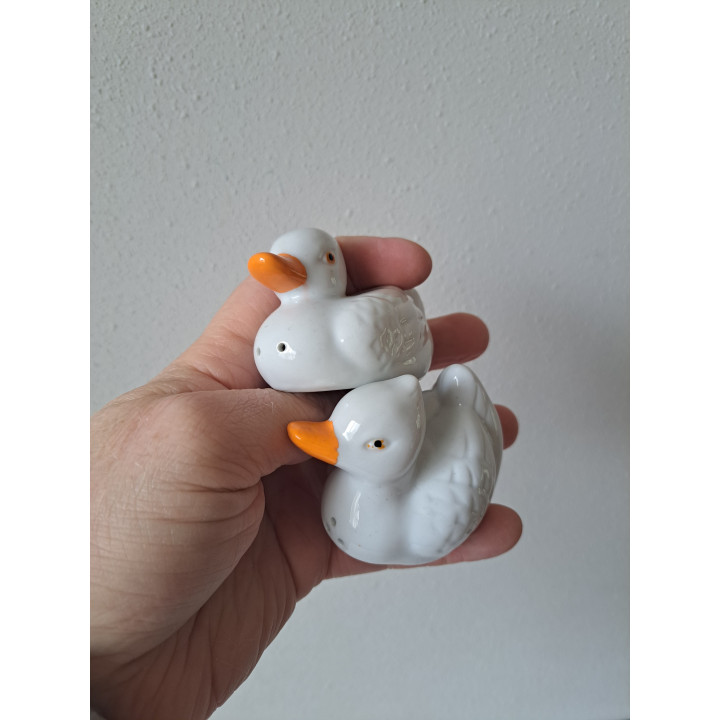 Eenden peper en zoutstel, porselein 7.5x5.5x6cm