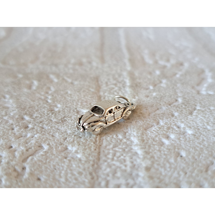 Volkswagen kever, verzilverd metaal 1.5x0.7x0.5cm - volkswagen