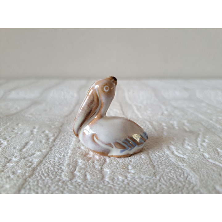 Pelikaan vogel van aardewerk, 4x2x3.5cm - beeldjes