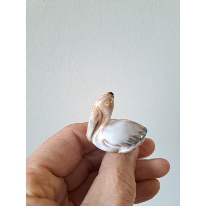 Pelikaan vogel van aardewerk, 4x2x3.5cm