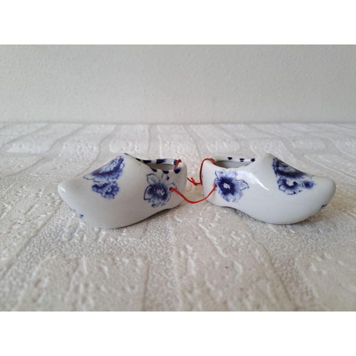 Delfts Blauw Klompen met Bloemen Porselein 8x3.5x3.5cm Souvenir