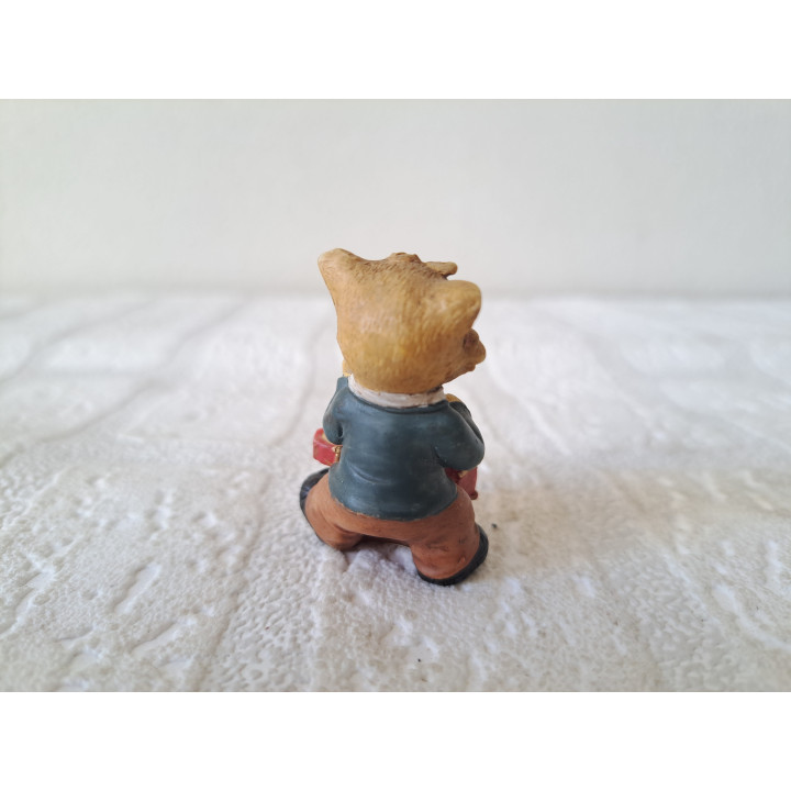 Poes-kat met drumstel en zonnebril, kunsthars 3x2.5x4.5cm - beeldjes