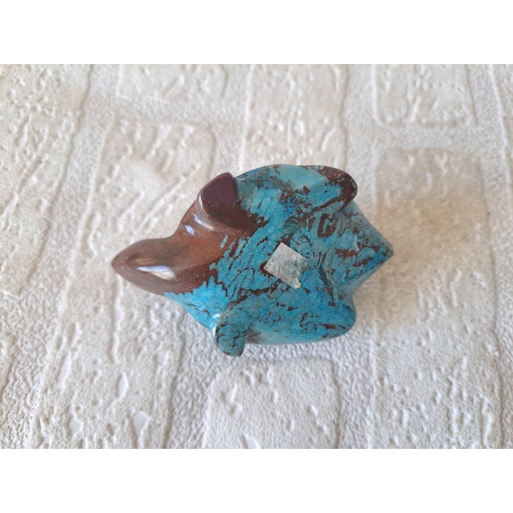 Schildpad, blauw, natuursteen 9x5x3cm - dierfiguren